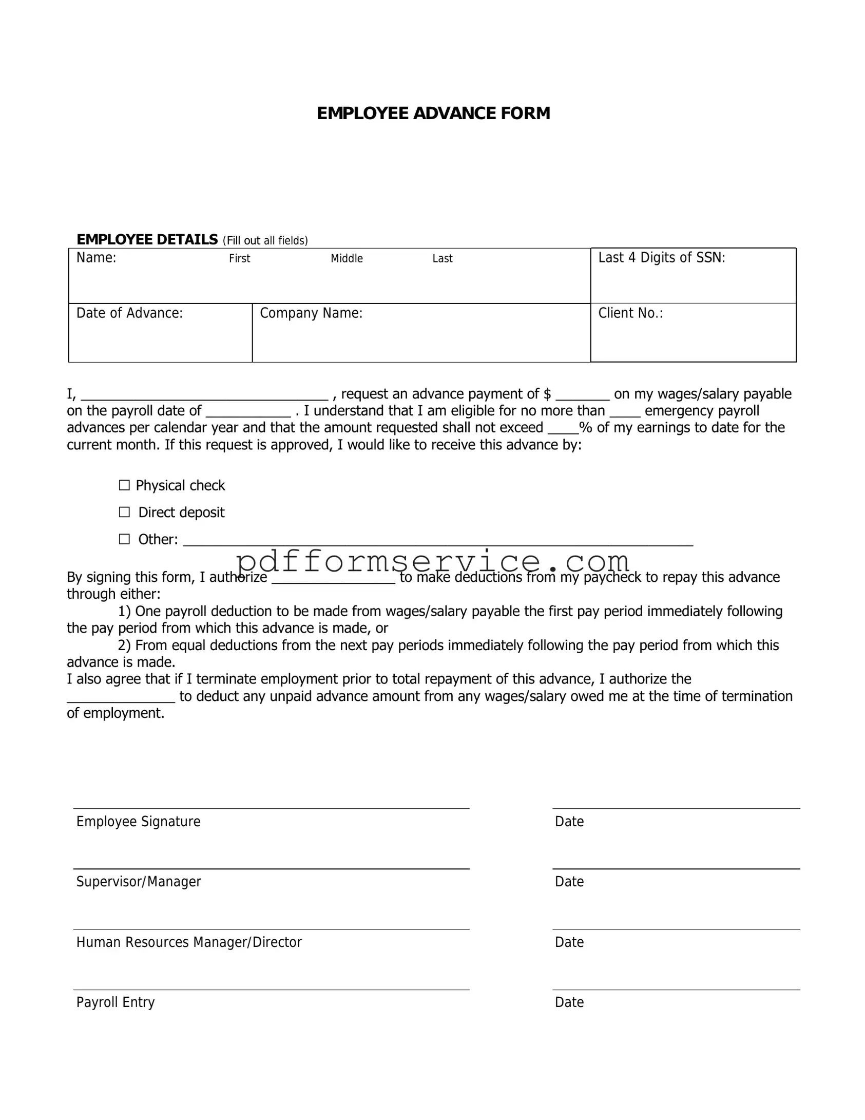 Free Employee Advance PDF Form