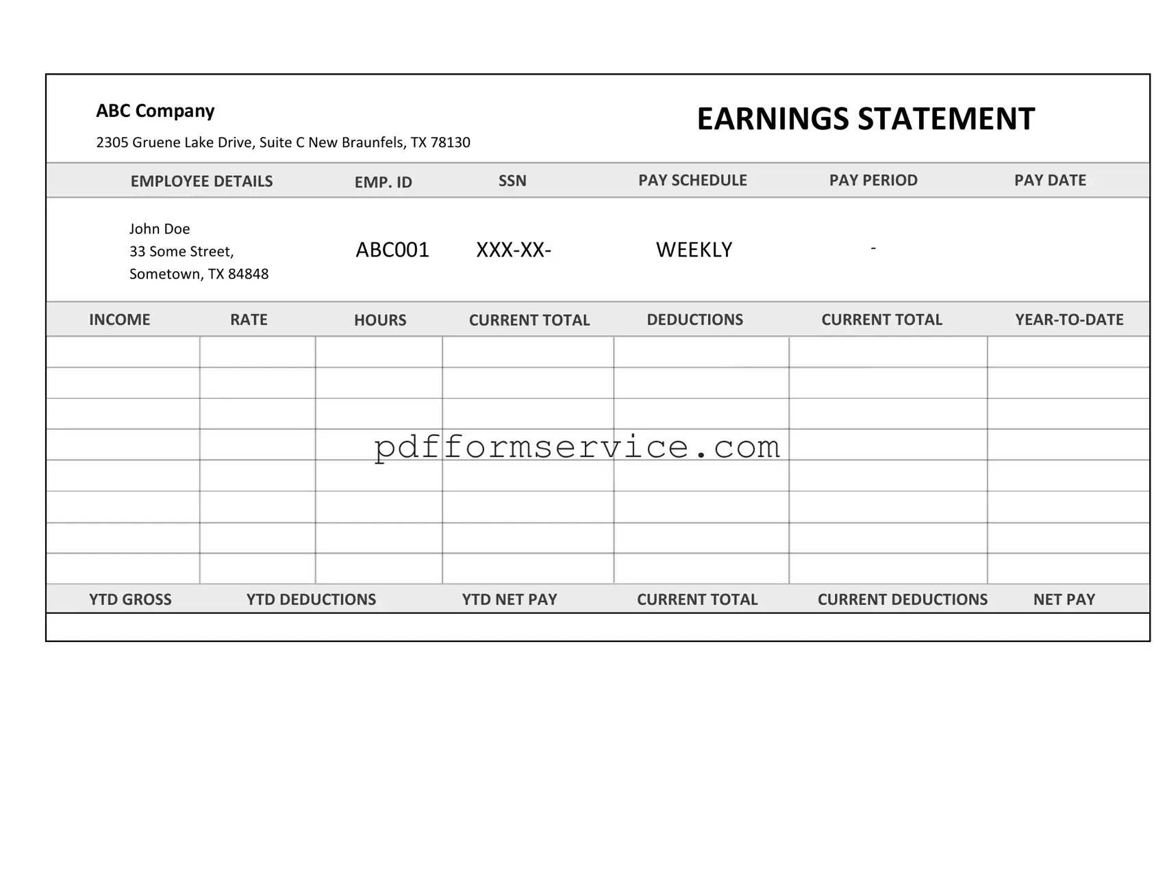 Free Independent Contractor Pay Stub PDF Form