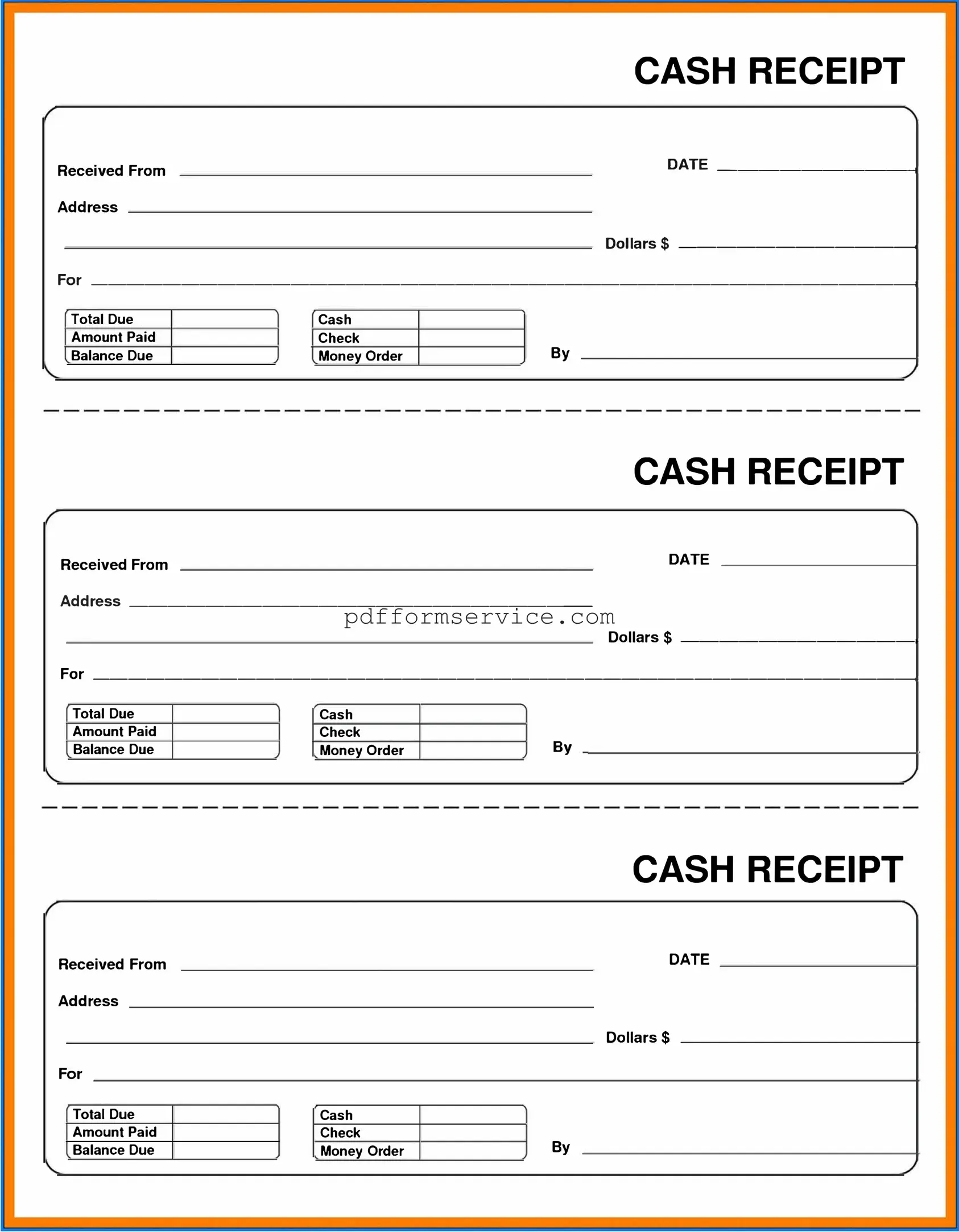 Free Cash Receipt PDF Form
