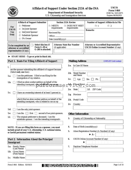 Free USCIS I-864 PDF Form