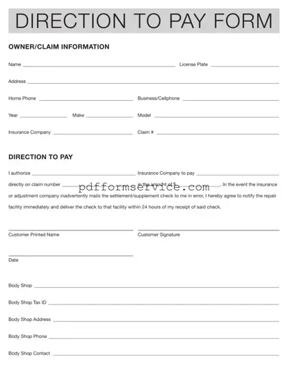 Free Authorization And Direction Pay PDF Form