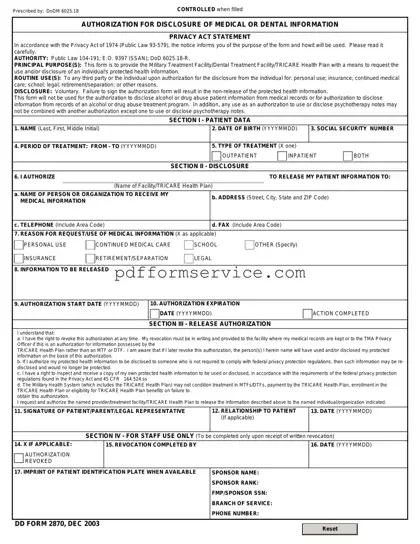 Free DD 2870 PDF Form