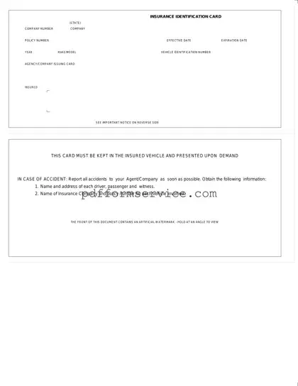 Free Auto Insurance Card PDF Form