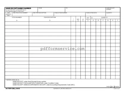 Free Da PDF Form