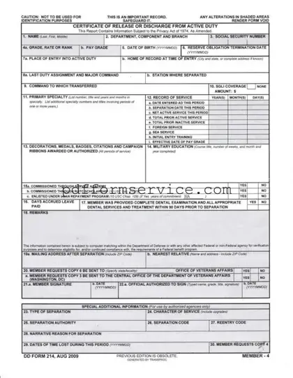 Free Dd 214 PDF Form