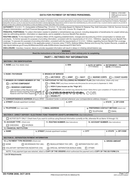 Free DD 2656 PDF Form