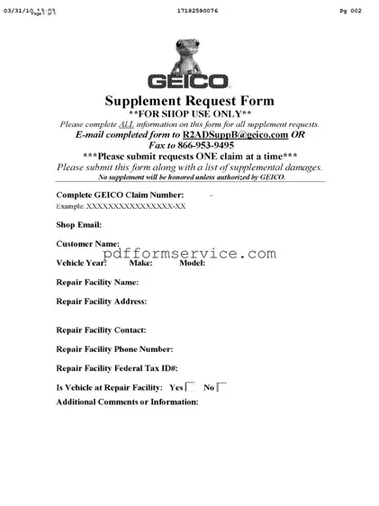 Free Geico Supplement Request PDF Form