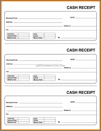 Free Cash Receipt PDF Form