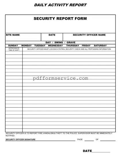 Free Security Guard Daily Report Sample PDF Form