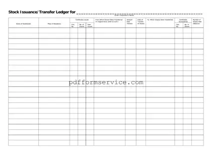 Free Stock Transfer Ledger PDF Form