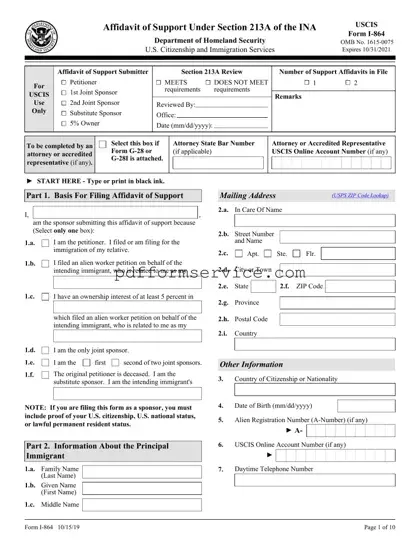 Free USCIS I-864 PDF Form