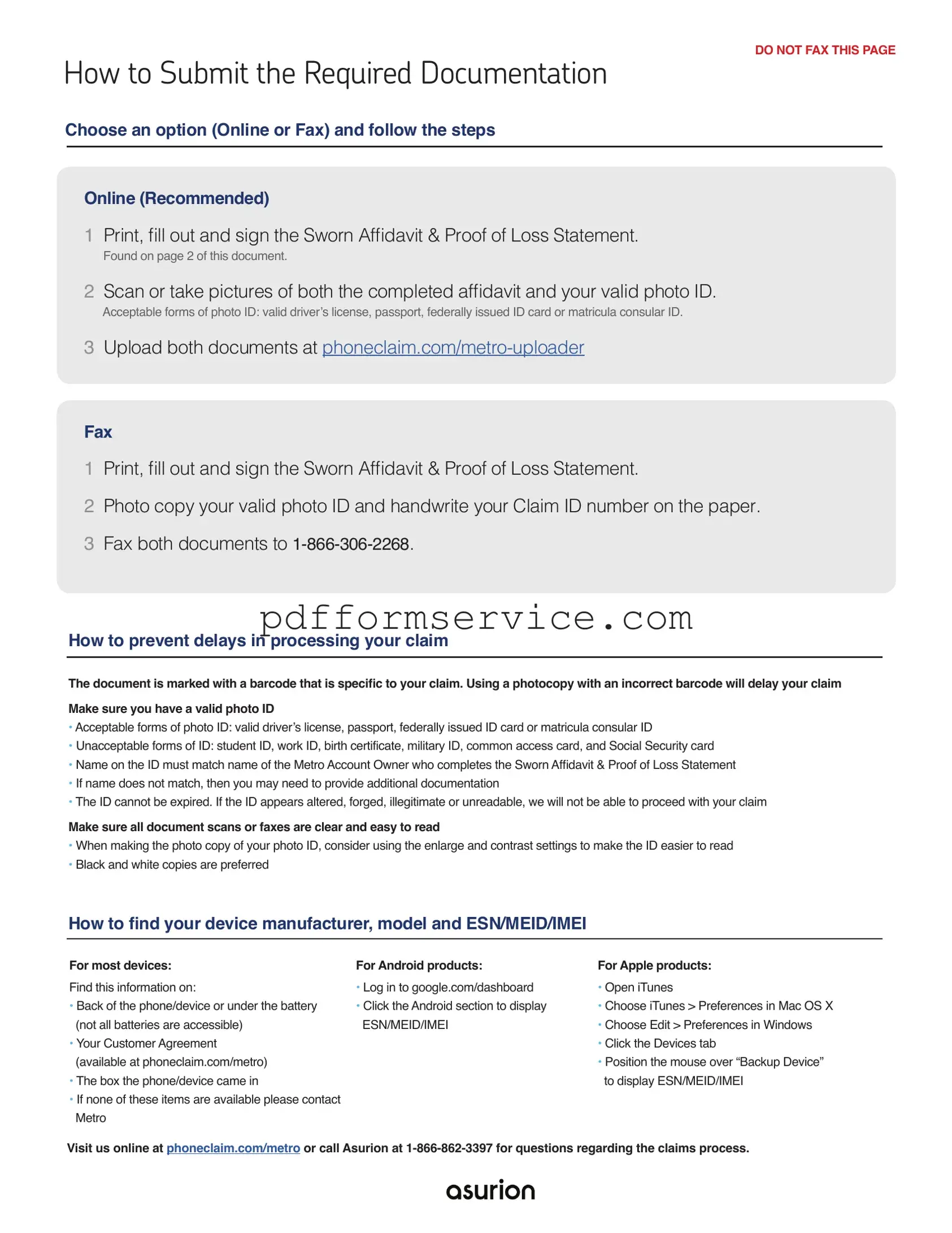 Free Asurion F-017-08 MEN PDF Form
